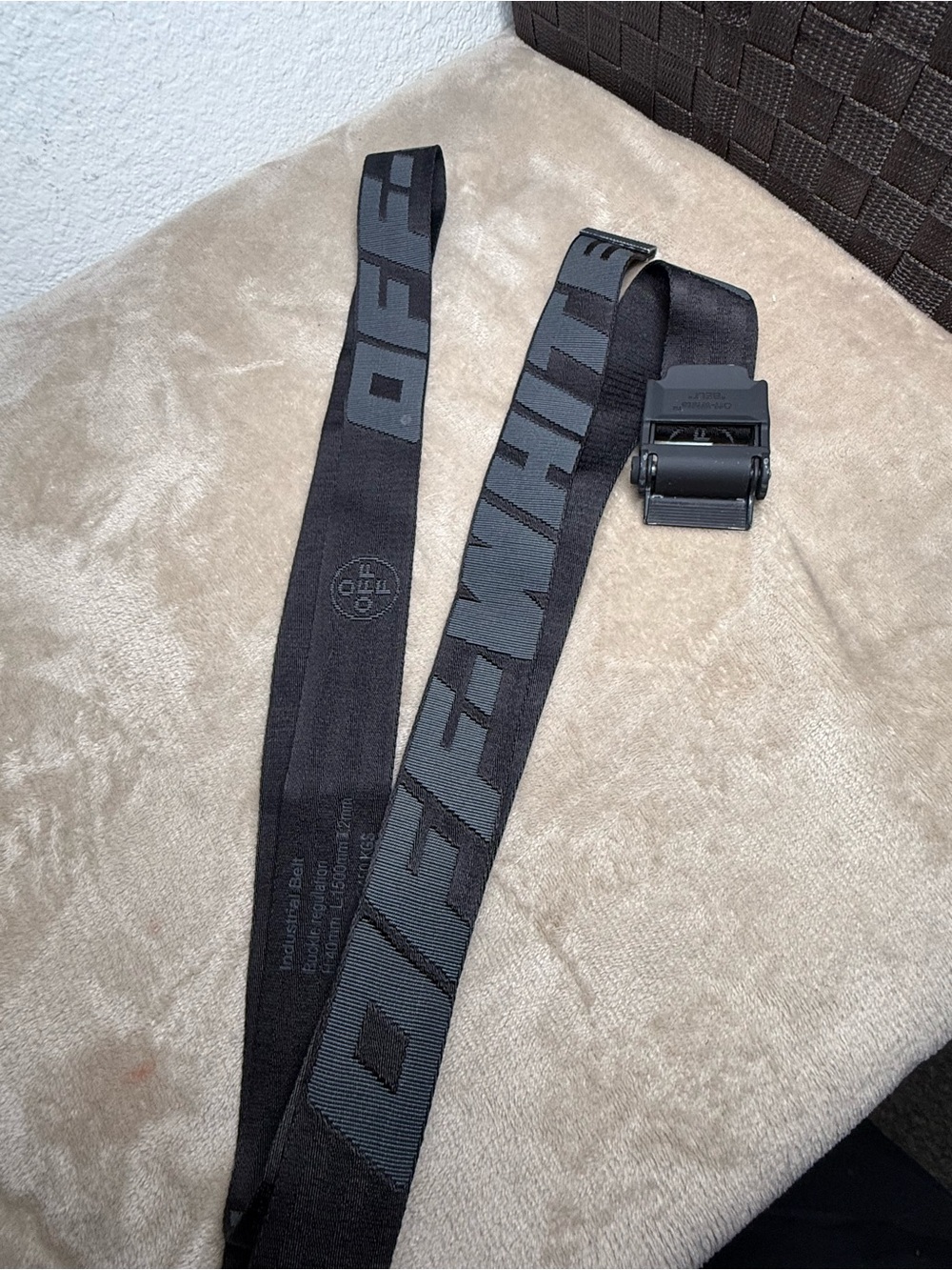 Off-White Black/Gray Industrial Webbing Belt with Logo